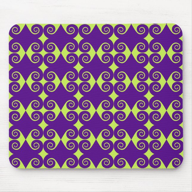 Black Curly Diamond Pattern Mouse Mat (Front)