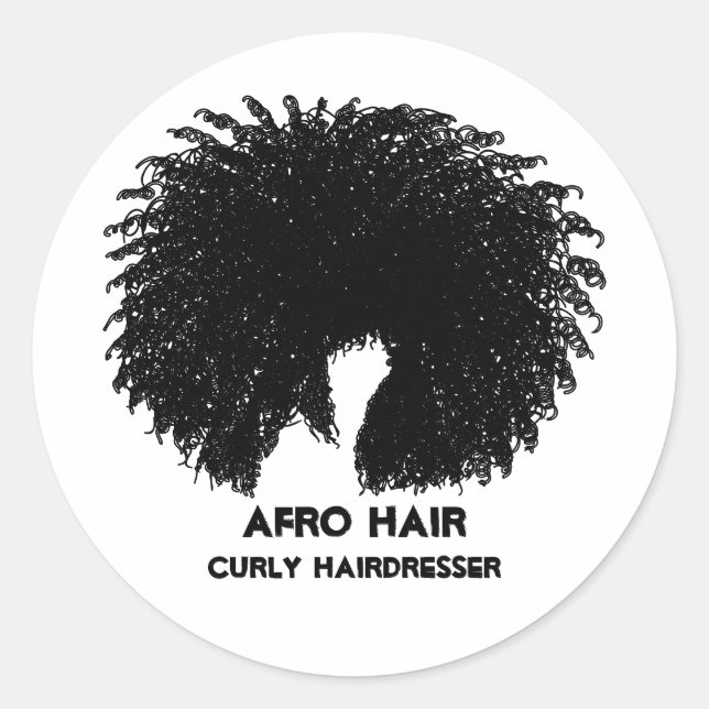 Black Curly Hair Afro Classic Round Sticker (Front)