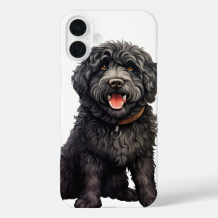 BLACK CURLY HAIRED BARBET DOG iPhone 16 PLUS CASE
