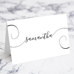 Black Curly Signature Individual Name Place Cards