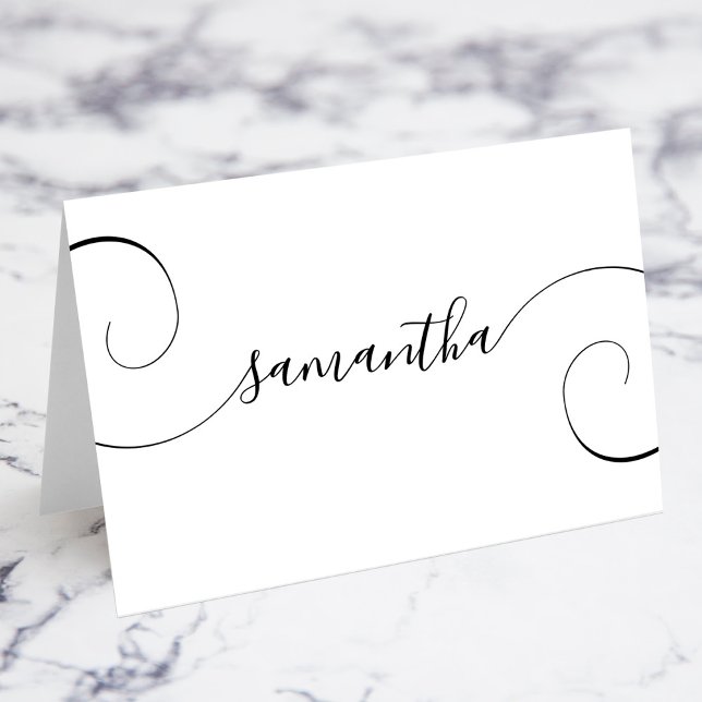 Black Curly Signature Individual Name Place Cards (Black Curly Signature Individual Name Place Cards)