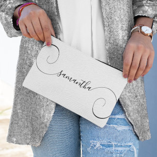 Black Curly Signature Name Accessory Pouch
