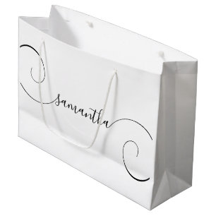Black Curly Signature Name Large Gift Bag
