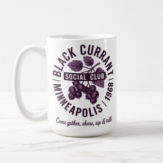 Black Currant Social Club Coffee Mug (Left)