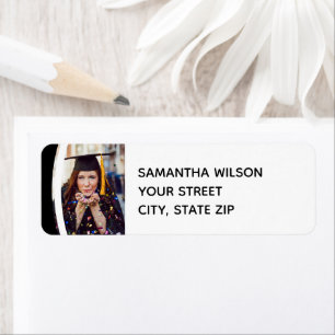 Black Curved Frame Photo Graduation Label