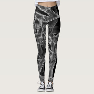 Black curved ribbons,highlighted by embossed lines leggings