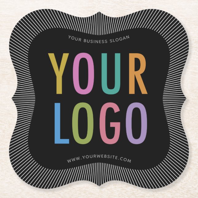 Black Custom Branded Coasters Business Logo Modern (Front)