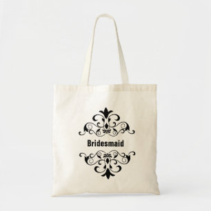 Black Custom Bridesmaid Wedding Tote Bag