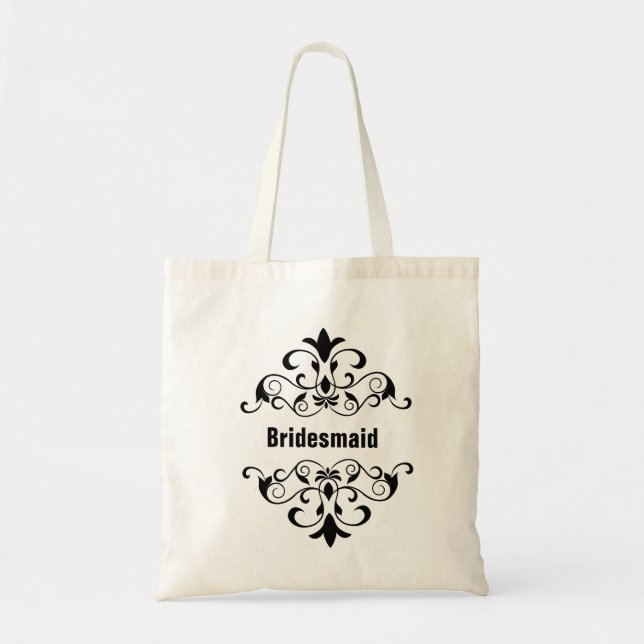 Black Custom Bridesmaid Wedding Tote Bag (Front)