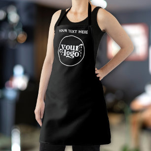 Black Custom Business Apron Logo Text Personalised