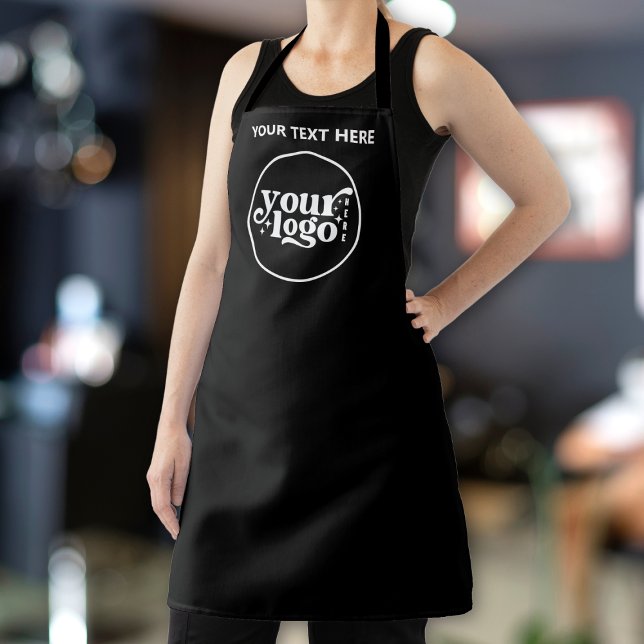 Black Custom Business Apron Logo Text Personalised (Black Custom Business Apron Logo Text Personalized)