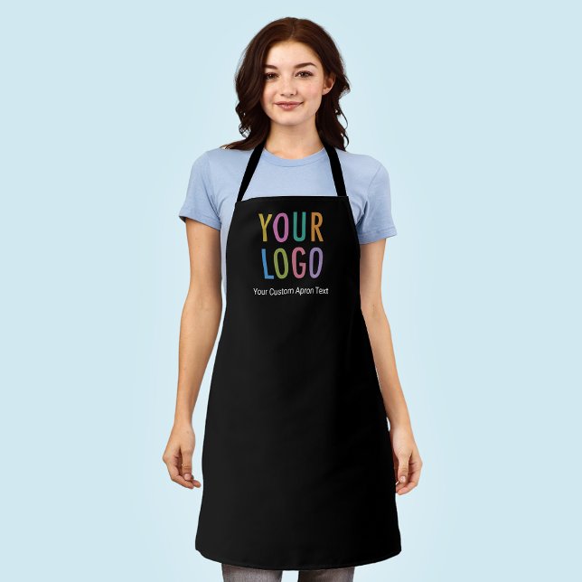 Black Custom Business Apron with Logo Personalised (MISOOK Black Apron with Logo)