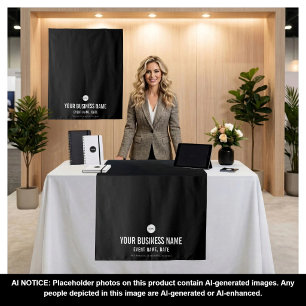 Black custom business expo Logo table runner Tapestry