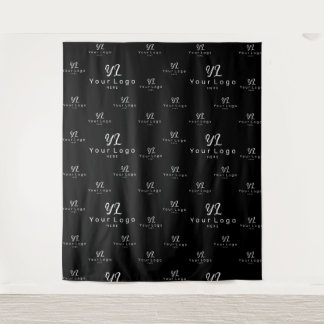 Black Custom Business Logo Backdrop Trade show Tapestry
