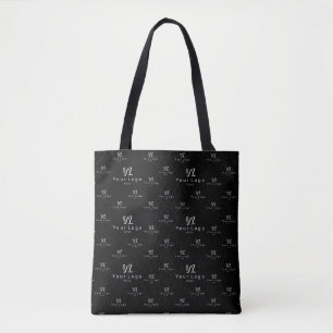 Black Custom Business logo pattern Branded Tote Bag