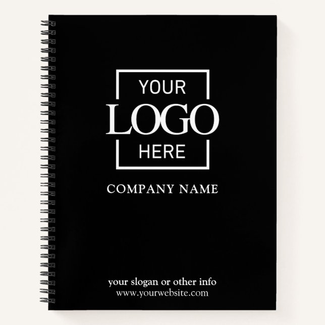 Black Custom Business Logo Promotional Branding Notebook (Front)