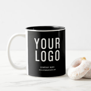 Black Custom Business Logo Promotional Two-Tone Coffee Mug