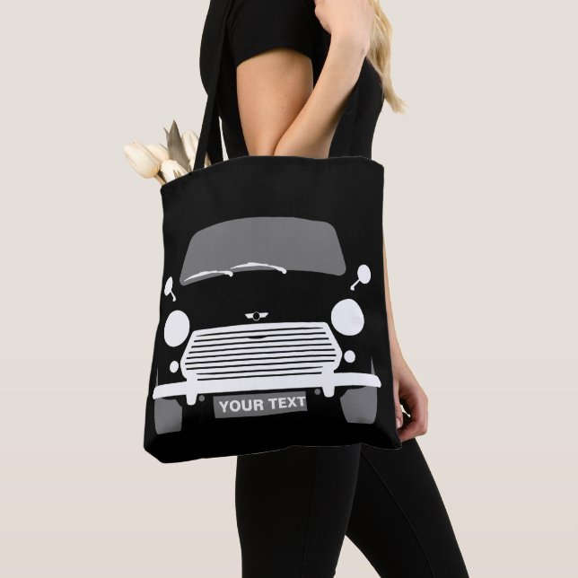 Black Custom Classic UK Mini car Tote Bag (Close Up)