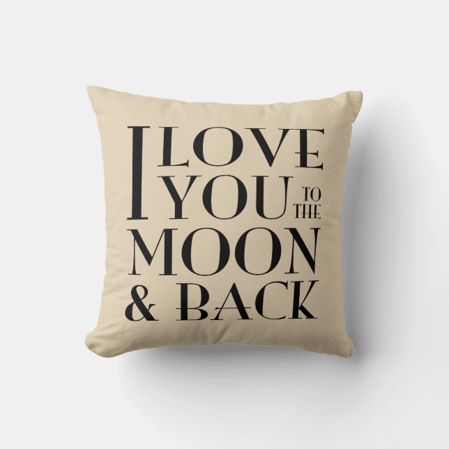 Black & Custom Colour Love you to the moon & back Cushion (Front)