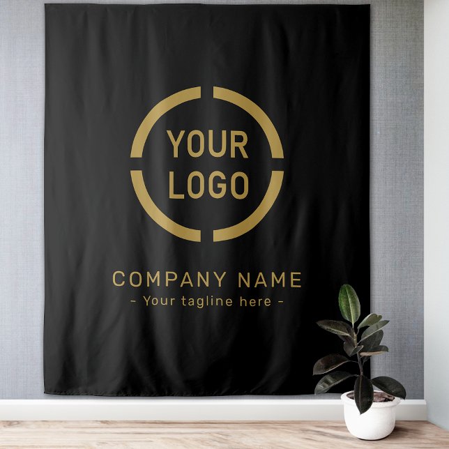 Black Custom Company Logo Backdrop For Events Tapestry (Black Custom Company Logo Backdrop For Events)