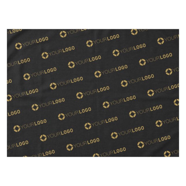 Black Custom Company Logo Promotional Display Tablecloth (Front (Horizontal))