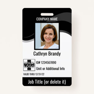 Black custom Employee Security Id, logo, Bar Code ID Badge