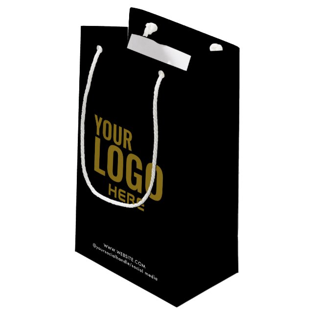 Black Custom Gift Bag Business Company Logo Bulk (Back Angled)