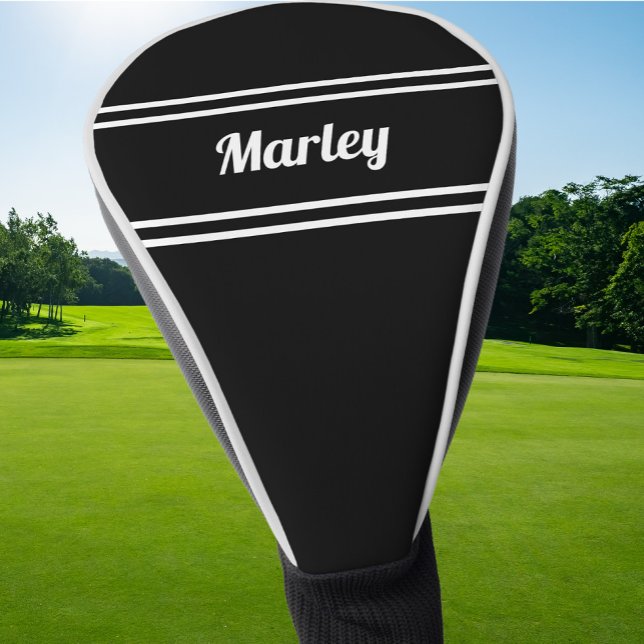 Black Custom Golfer Sports Modern Monogram Trendy Golf Head Cover (Black Custom Golfer Sports Modern Monogram Trendy Golf Head Cover)