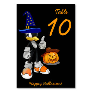 Black Custom Halloween Table Cards With Penguin