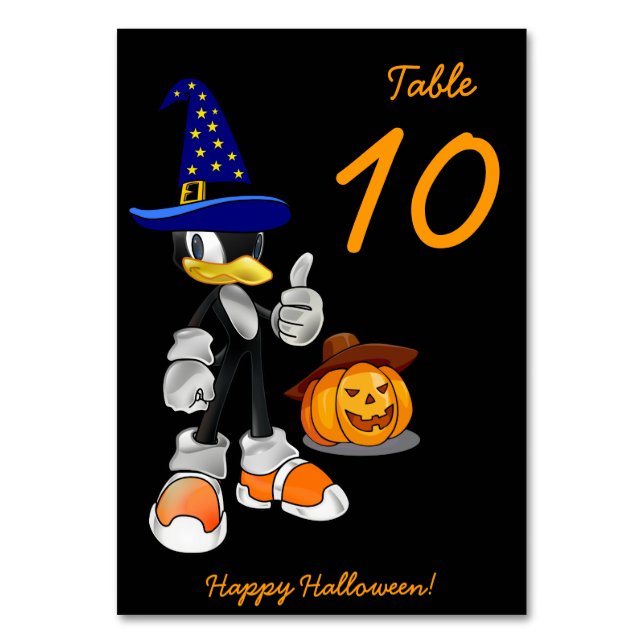 Black Custom Halloween Table Cards With Penguin (Front)