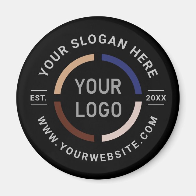 Black custom logo branded promotional magnet (Front)