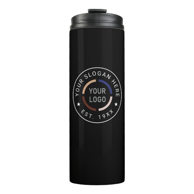 Black custom Logo branded promotional Thermal Tumb Thermal Tumbler (Front)