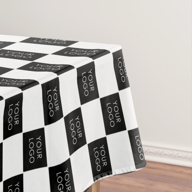 Black Custom Logo Business Company Event Tablecloth (In Situ)