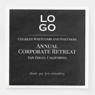 Black Custom Logo Business or Corporate Event  Napkin