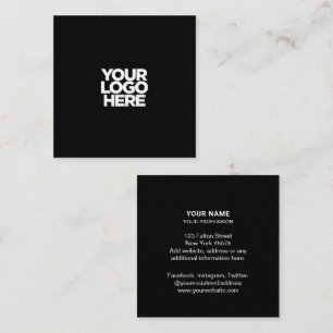 Black custom logo elegant professional square business card