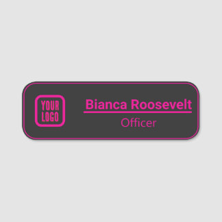 Black Custom Logo Employee Magnetic or Pin Name Tag