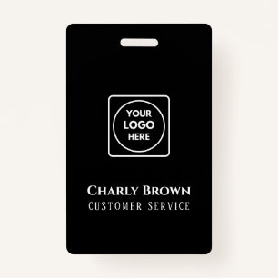 Black Custom Logo Modern Personalized Employee ID Badge