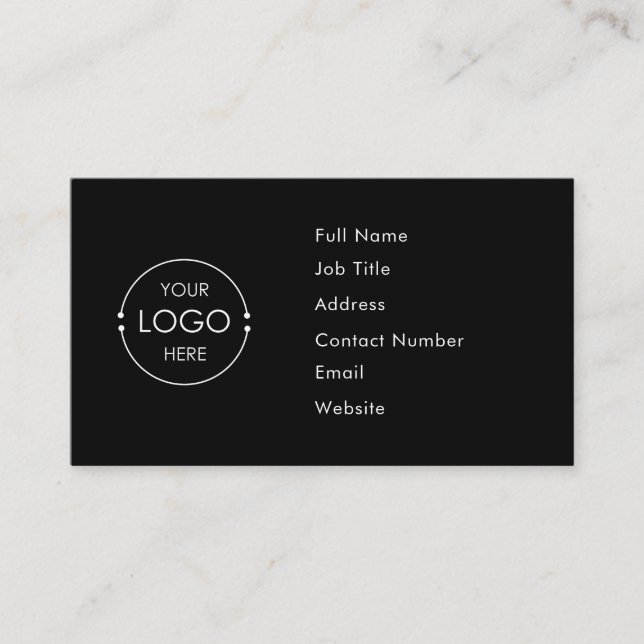 Black Custom Logo Simple Business Card Template (Front)