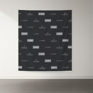Black Custom Logo Step and Repeat Event Backdrop Tapestry