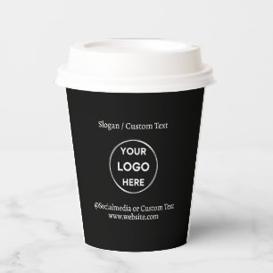 Black Custom Logo Text Modern Minimalist Business Paper Cups