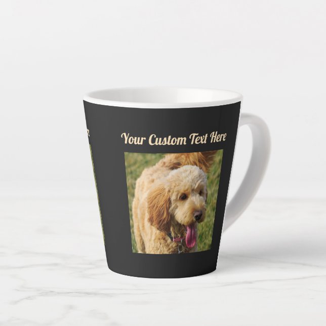 Black Custom Message Goldendoodle Dog Latte Mug (Right Angle)