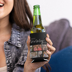 Black Custom Mommy 12 Photo Collage Can Cooler