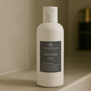 Black Custom Monogram Guest Room Shower Gel Labels