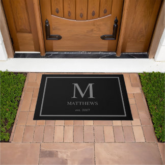 Black Custom Monogram & Name Doormat