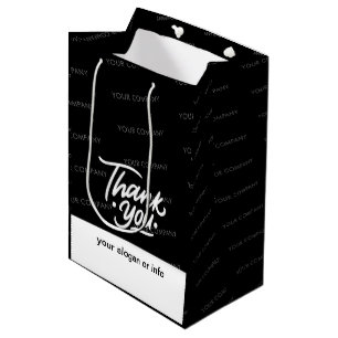 Black   Custom Name Business Thank You Medium Gift Bag