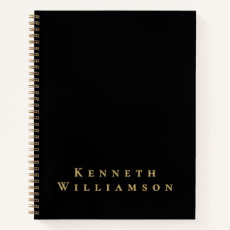 Black Custom Name Gold Minimalist Elegant Men Chic Notebook