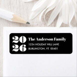 Black Custom Number New Year White Type Bold Name