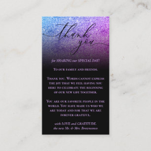 Black Custom Photo Pink Purple Glitz Thank You Enclosure Card