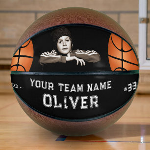 Black Custom Player Name Number Keepsake Photo Basketball