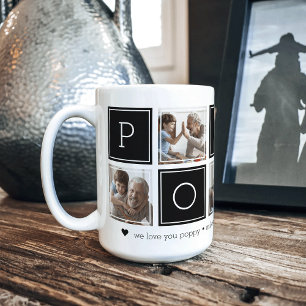 Black   Custom Poppy 5 Photo Colorblock Collage Coffee Mug
